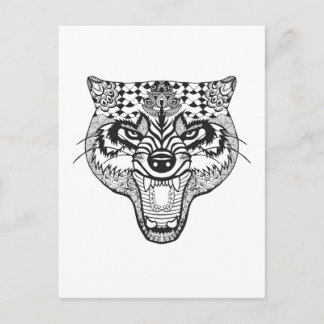 Zentangle Inspired Wolf Postcard