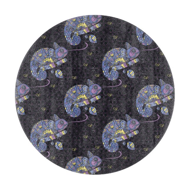 Zentangle Lizard Cutting Board (Front)