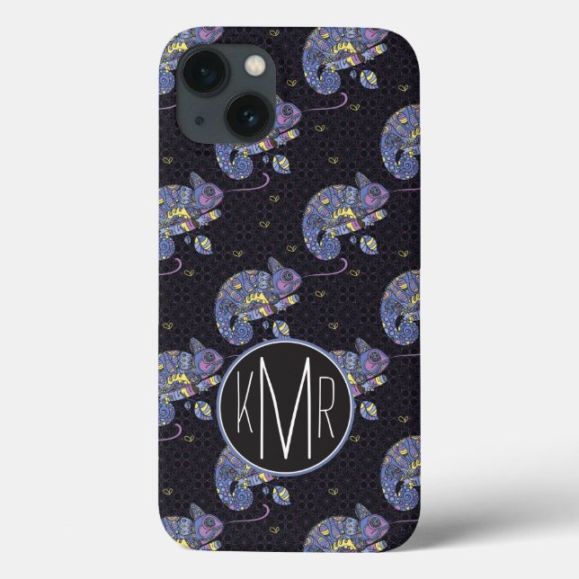 Zentangle Lizard | Monogram Case-Mate iPhone Case (Back)