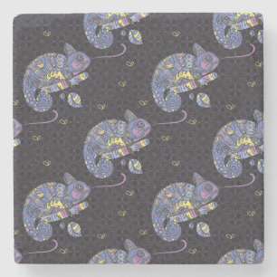 Zentangle Lizard Stone Coaster