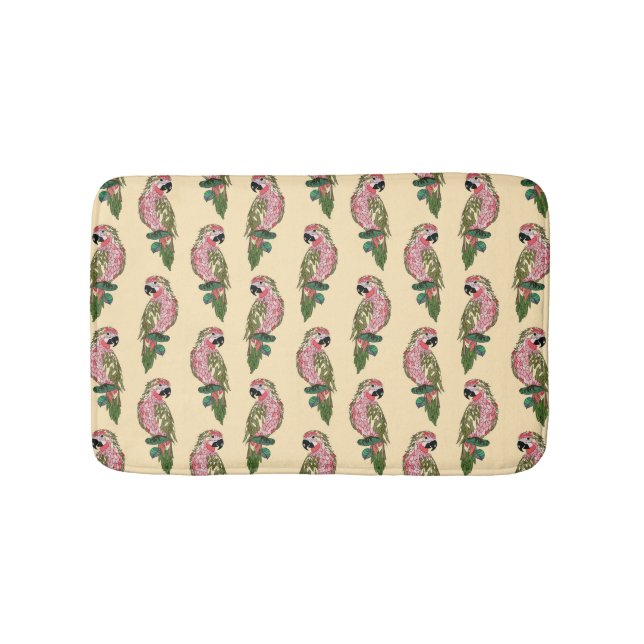 Zentangle Style Parrots Bathroom Mat (Front)