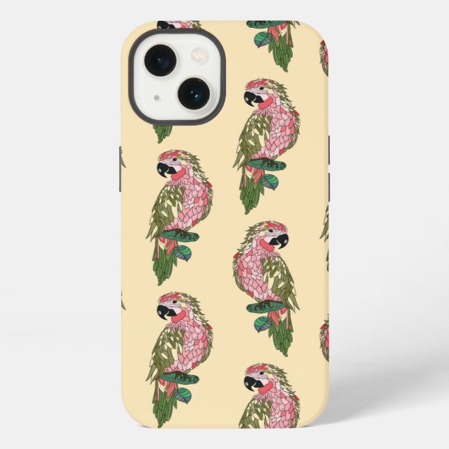 Zentangle Style Parrots Iphone Case (Back)