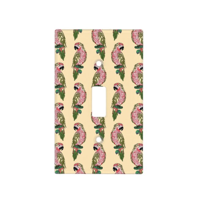 Zentangle Style Parrots Light Switch Cover (Front)