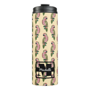 Zentangle Style Parrots Monogram Thermal Tumbler