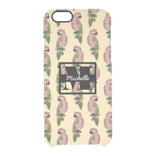 Zentangle Style Parrots Monogram Clear iPhone 6/6S Case