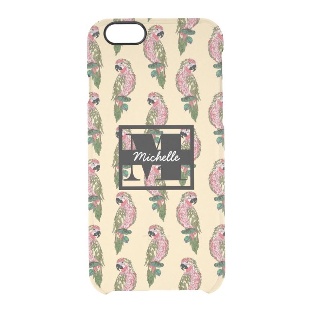 Zentangle Style Parrots | Monogram Uncommon iPhone Case (Back)
