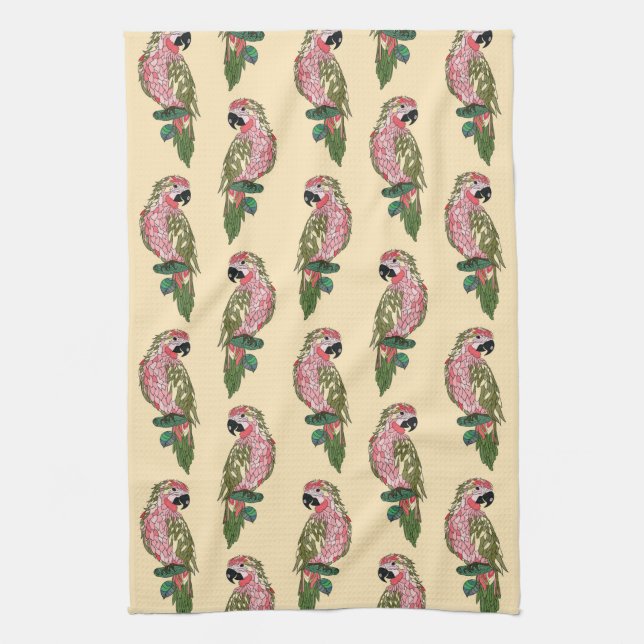 Zentangle Style Parrots Towel (Vertical)