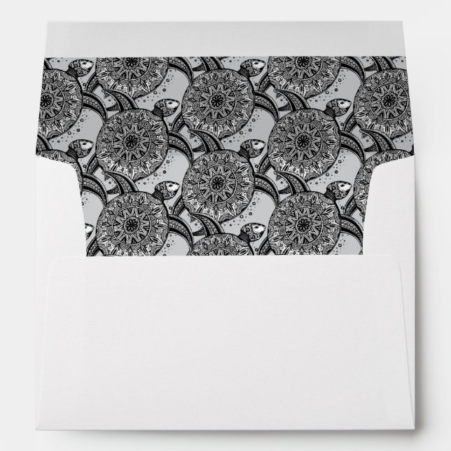 Zentangle Style Turtle Pattern Envelope (Back (Bottom))