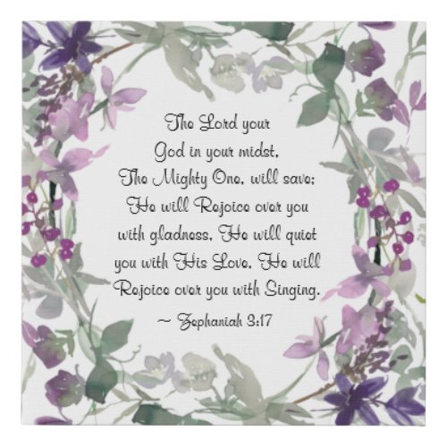 Zephaniah 317 He will Rejoice over You Faux Canvas Print