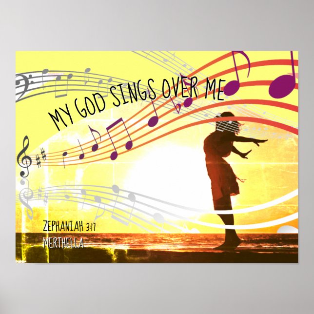 Zephaniah 3:17 | MY GOD SINGS Personalized YELLOW Poster (Front)