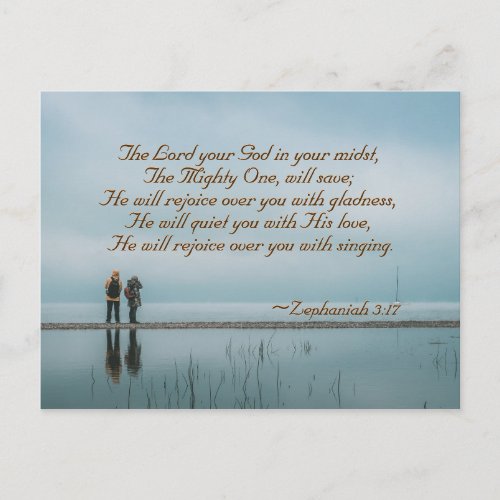 Zephaniah 317 Rejoice over you with singing Postcard