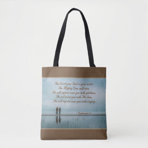 Zephaniah 317 Rejoice over you with singing Tote Bag