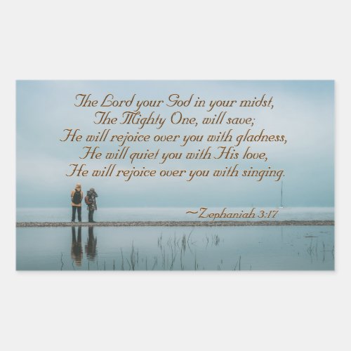 Zephaniah 3 He will rejoice over you with singing Rectangular Sticker