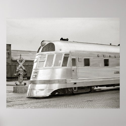 Zephyr Streamlined Train 1939 Vintage Photo Poster