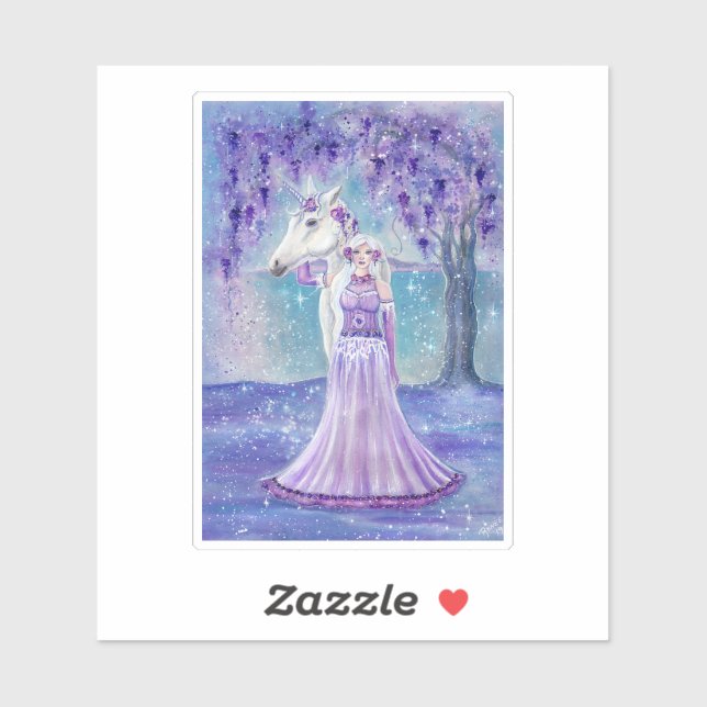 Zephyr unicorn and fairy art By Renee Lavoie Sticker (Sheet)