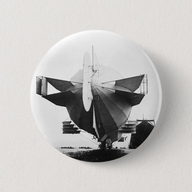 Zeppelin Airship  1908 Pinback Button (Front)