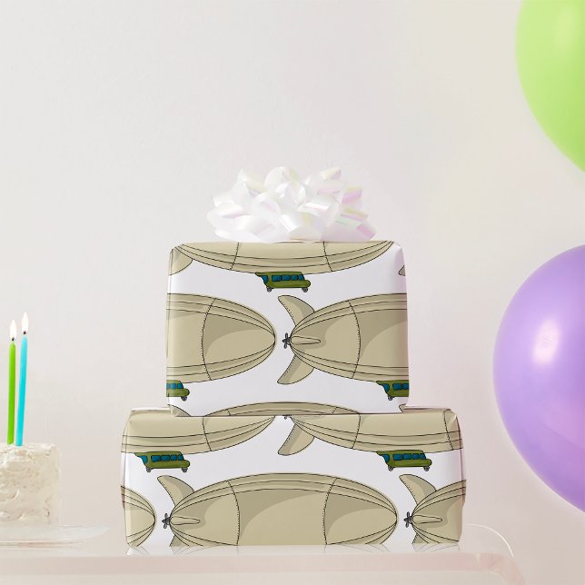 Zeppelin Airship Retro Sci-Fi Blimp Wrapping Paper (Creator Uploaded)