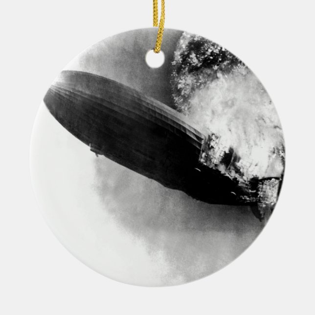 Zeppelin Burning Ceramic Ornament (Front)