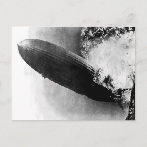 Zeppelin Burning Postcard
