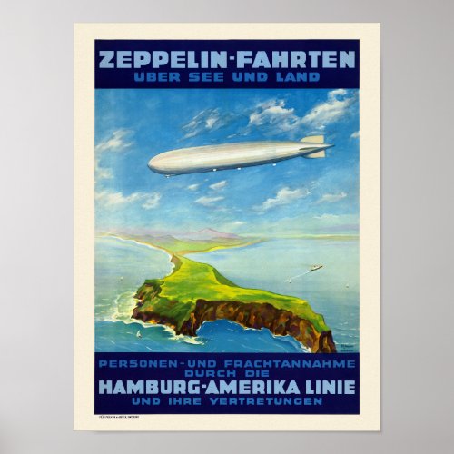 Zeppelin_Fahrten Germany Vintage Poster 1935