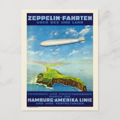 Zeppelin_Fahrten Germany Vintage Poster 1935 Postcard