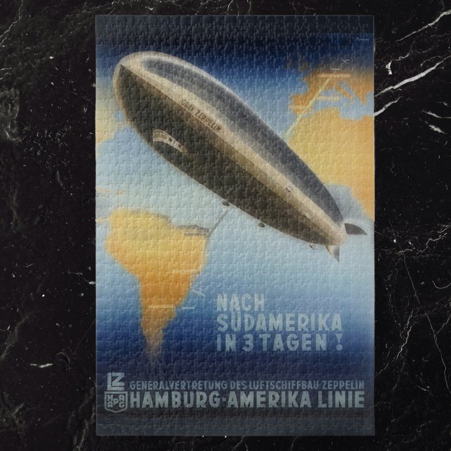 Zeppelin Over the Atlantic – Vintage Travel Ad  Jigsaw Puzzle ( 1014 pieces)