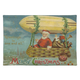 Zeppelin Santa Vintage Victorian Funny Christmas Cloth Placemat