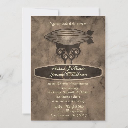 Zeppelin Steampunk Wedding Invitation