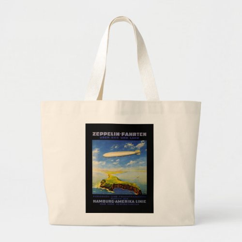 Zeppelin Trips  Over Sea and Land Large Tote Bag