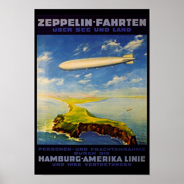Zeppelin Trips ~ Over Sea and Land Poster (Front)