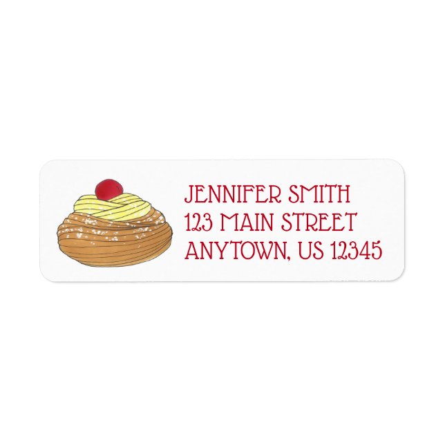 ZEPPOLE Italian Fried Dough Pastry Bakery Address Label (Front)