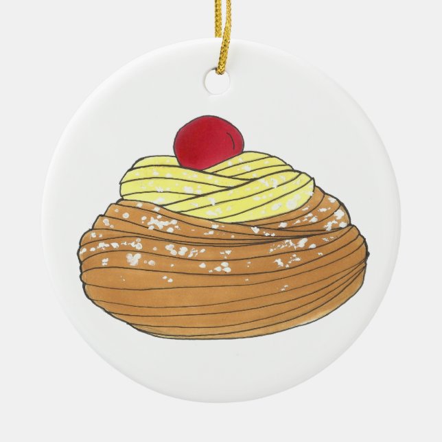 ZEPPOLE Italian Fried Dough Pastry Bakery Foodie Ceramic Ornament (Front)