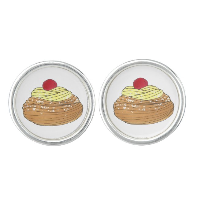 ZEPPOLE Italian Fried Dough Pastry Bakery Foodie Cufflinks (Front)