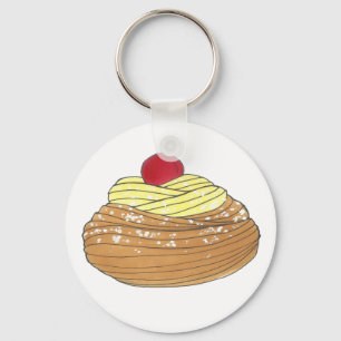 ZEPPOLE Italian Fried Dough Pastry Bakery Foodie Keychain