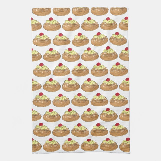 ZEPPOLE Italian Fried Dough Pastry Bakery Foodie Kitchen Towel (Vertical)