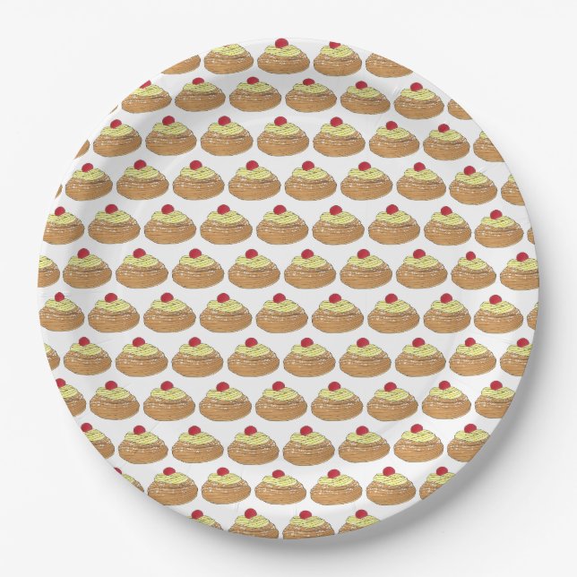 ZEPPOLE Italian Fried Dough Pastry Bakery Foodie Paper Plates (Front)