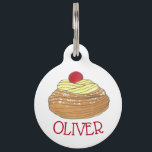 ZEPPOLE Italian Fried Dough Pastry Bakery Foodie Pet ID Tag<br><div class="desc">Features an original marker illustration of a deep-fried dough ball zeppola (a.k.a. zeppole, also known as a blenzi, frittelle, or crispelli) pastry, topped with custard and powdered sugar. A traditional St. Joseph's Day street festival dessert, and a classic Italian restaurant or Little Italy bakery treat! This Italian food illustration is...</div>