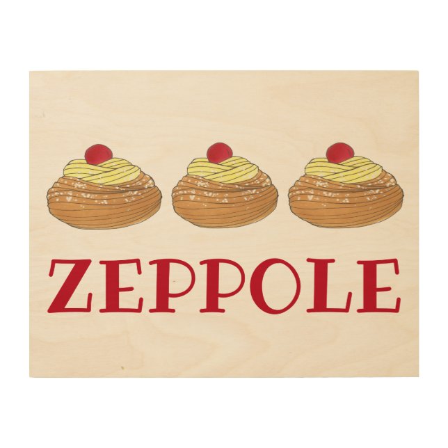 ZEPPOLE Italian Fried Dough Pastry Bakery Foodie Wood Wall Art (Front)