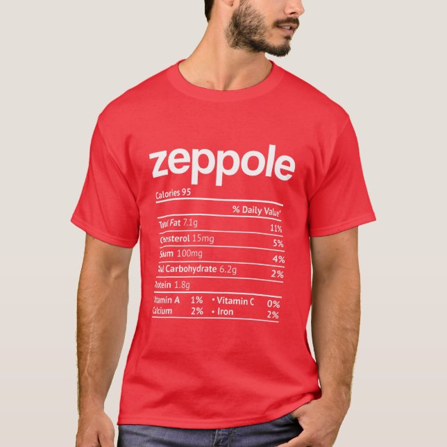 Zeppole Nutrition Fact Funny Thanksgiving Christma T-Shirt (Front)