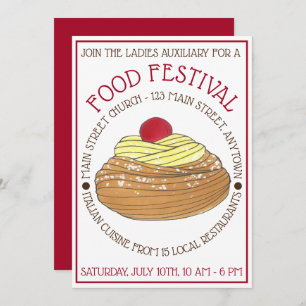 Zeppole Pastry Italian Sicilian Food Festival Invitation
