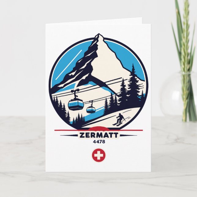 Zermatt 4478 - Skiing On The Problemhorn  Card (Front)