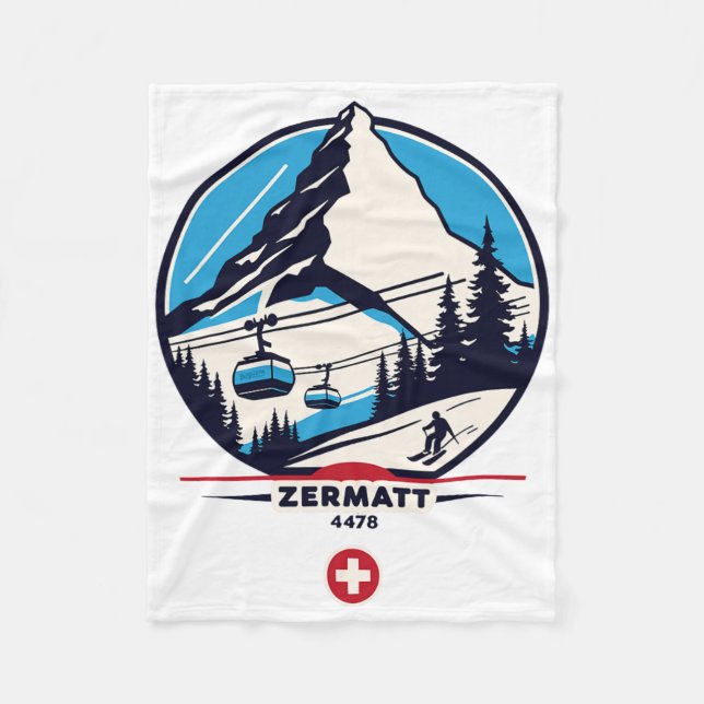 Zermatt 4478 - Skiing On The Problemhorn  Fleece Blanket (Front)