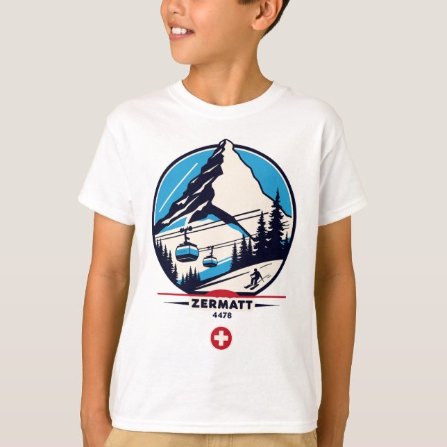 Zermatt 4478 - Skiing On The Problemhorn  T-Shirt (Front)