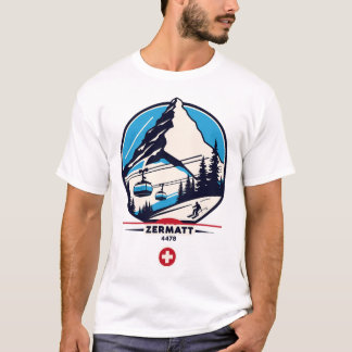 Zermatt 4478 - Skiing On The Problemhorn T-Shirt