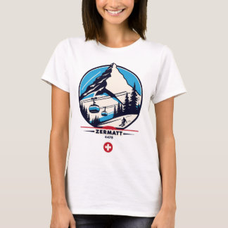 Zermatt 4478 - Skiing On The Problemhorn T-Shirt