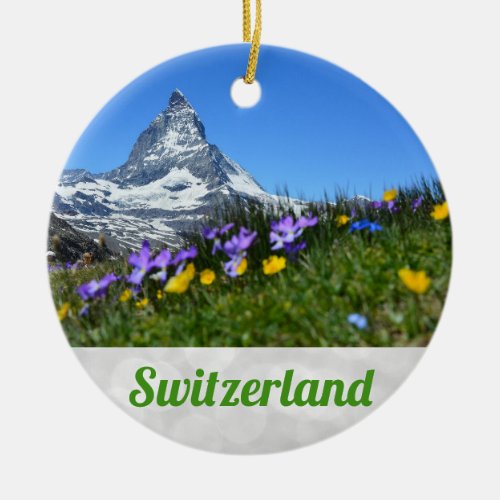 Zermatt Matterhorn Switzerland Christmas Ceramic Ornament