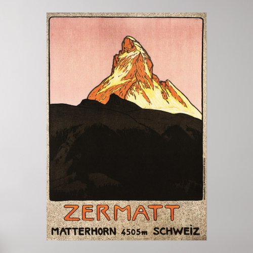 ZERMATT Matterhorn Switzerland Ski Hiking Holidays Poster