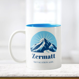 Zermatt Matterhorn Switzerland ski souvenir Two-Tone Coffee Mug