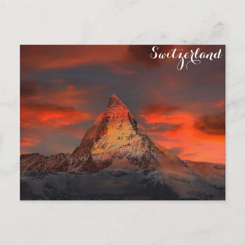 Zermatt Matterhorn Switzerland Swiss Alps Sunset Postcard