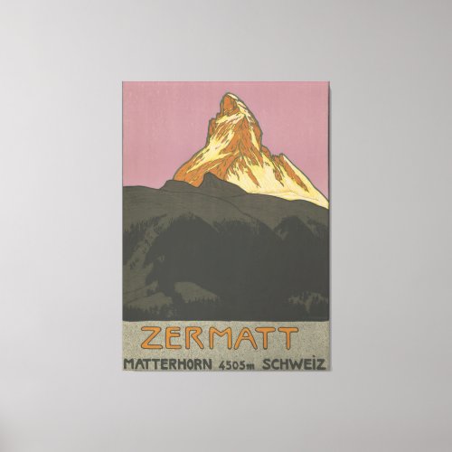Zermatt Matterhorn Vintage Switzerland Skiing Canvas Print